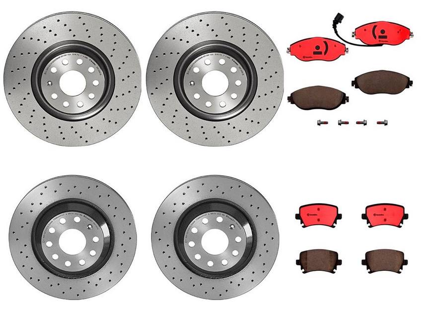 VW Brakes Kit – Pads & Rotors Front and Rear (340mm/310mm) (Ceramic) 5Q0615601E – Brembo 3807736KIT