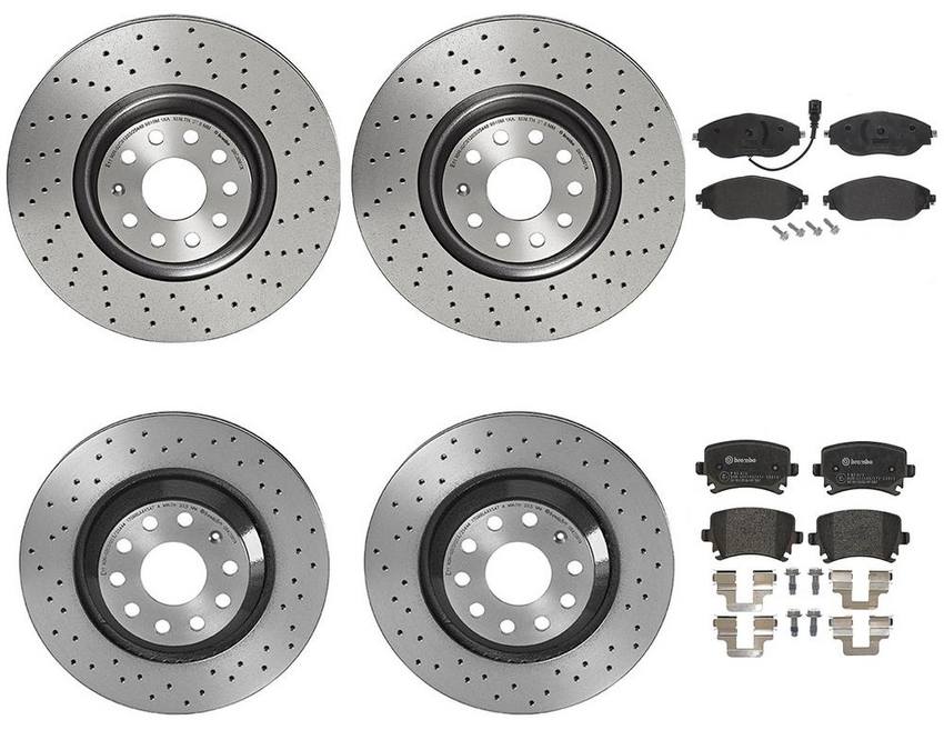 VW Brakes Kit – Pads & Rotors Front and Rear (340mm/310mm) (Low-Met) 5Q0615601E – Brembo 3807749KIT