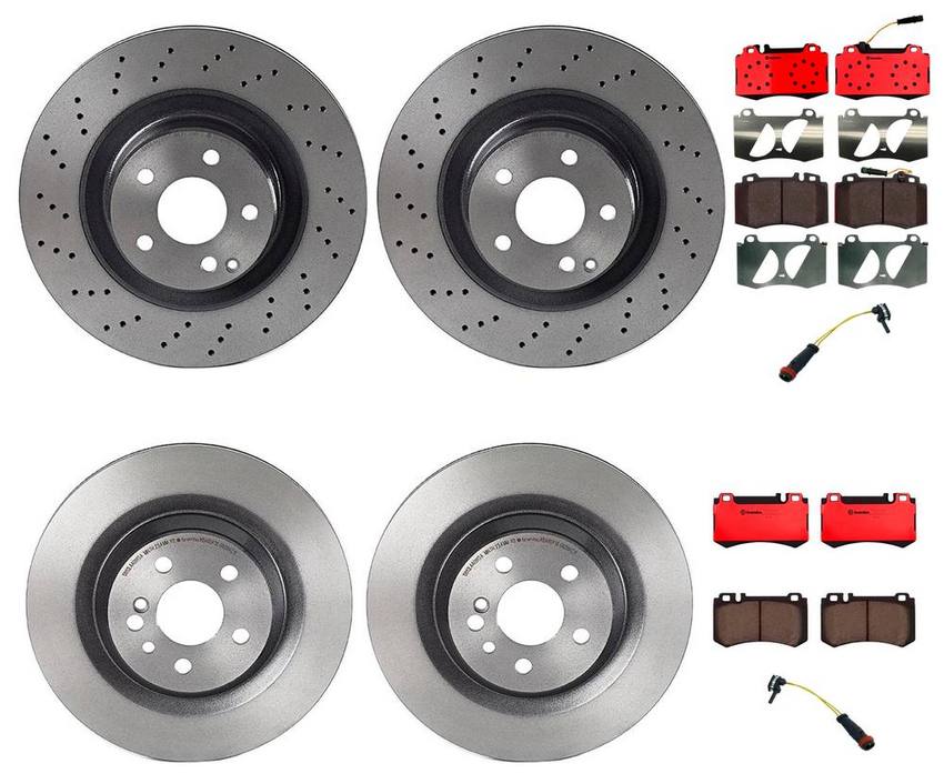 Mercedes Brakes Kit – Pads & Rotors Front and Rear (345mm/330mm) (Ceramic) 220423051264 – Brembo 3808554KIT