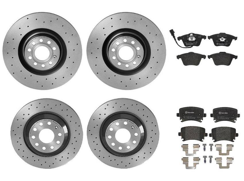 VW Brakes Kit – Pads & Rotors Front and Rear (345mm/310mm) (Xtra) (Low-Met) 5Q0615601E – Brembo 3808625KIT