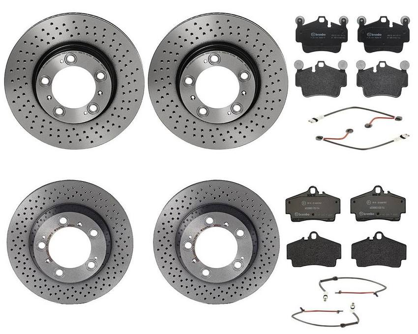 Porsche Brakes Kit – Pads & Rotors Front and Rear (318mm/299mm) (Low-Met) 99761275900 – Brembo 3817657KIT