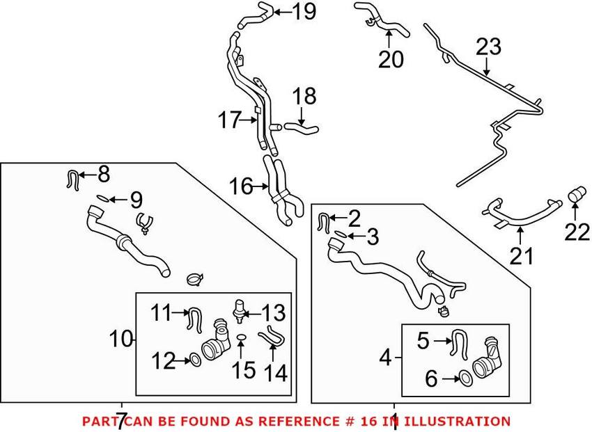 VW Engine Coolant Hose 3C0122063M