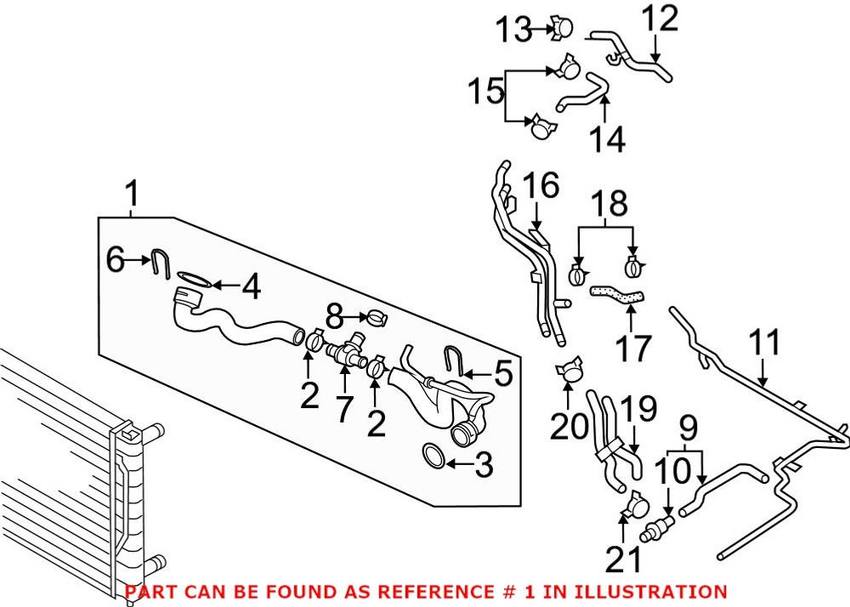 VW Radiator Coolant Hose – Upper 3C0122101GH