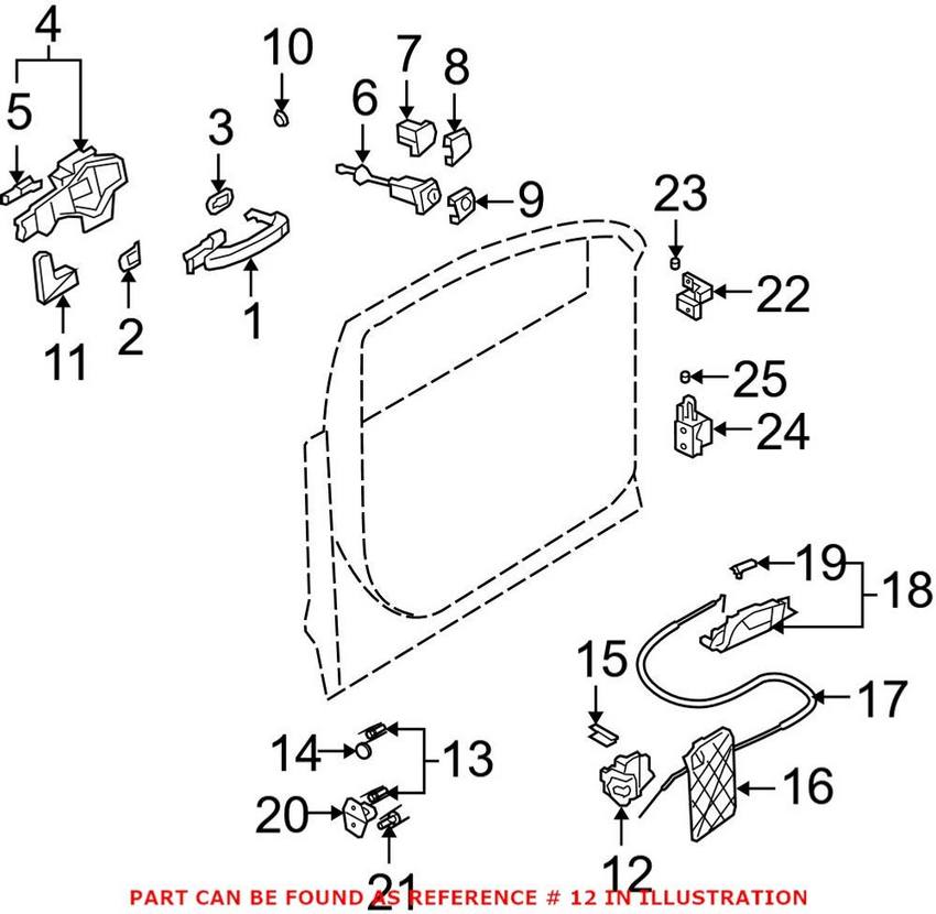 Audi VW Door Latch Assembly – Front Passenger Side 3C1837016B