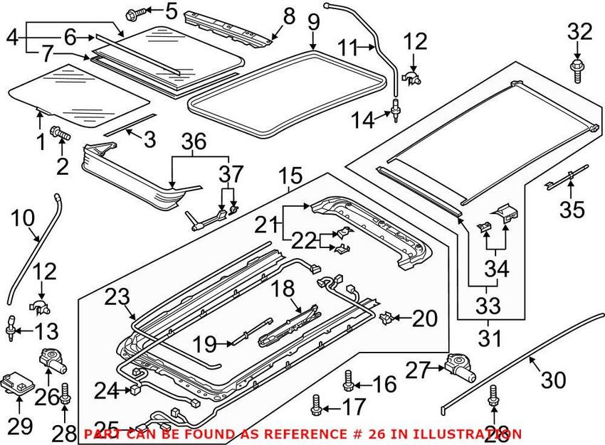 VW Sunroof Motor – Front 3G9877795F