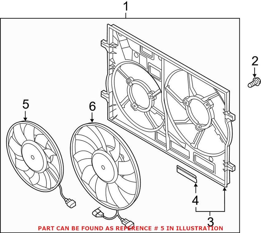 Audi VW Engine Cooling Fan Motor – Passenger Side 3Q0959455C