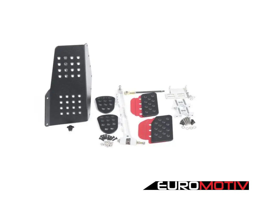 4 Piece Pedal Set - Perforated Black Pedals / Red Extensions