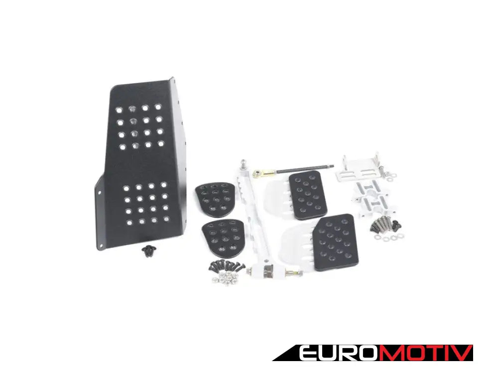 4 Piece Pedal Set - Perforated Black Pedals / Silver Extensions