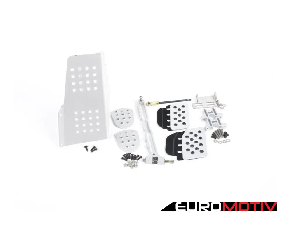 4 Piece Pedal Set - Perforated Silver Pedals / Black Extensions