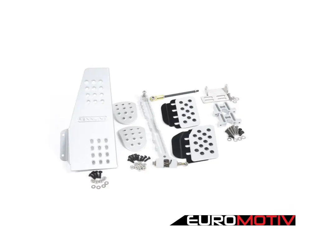 4 Piece Pedal Set - Perforated Silver Pedals / Black Extensions