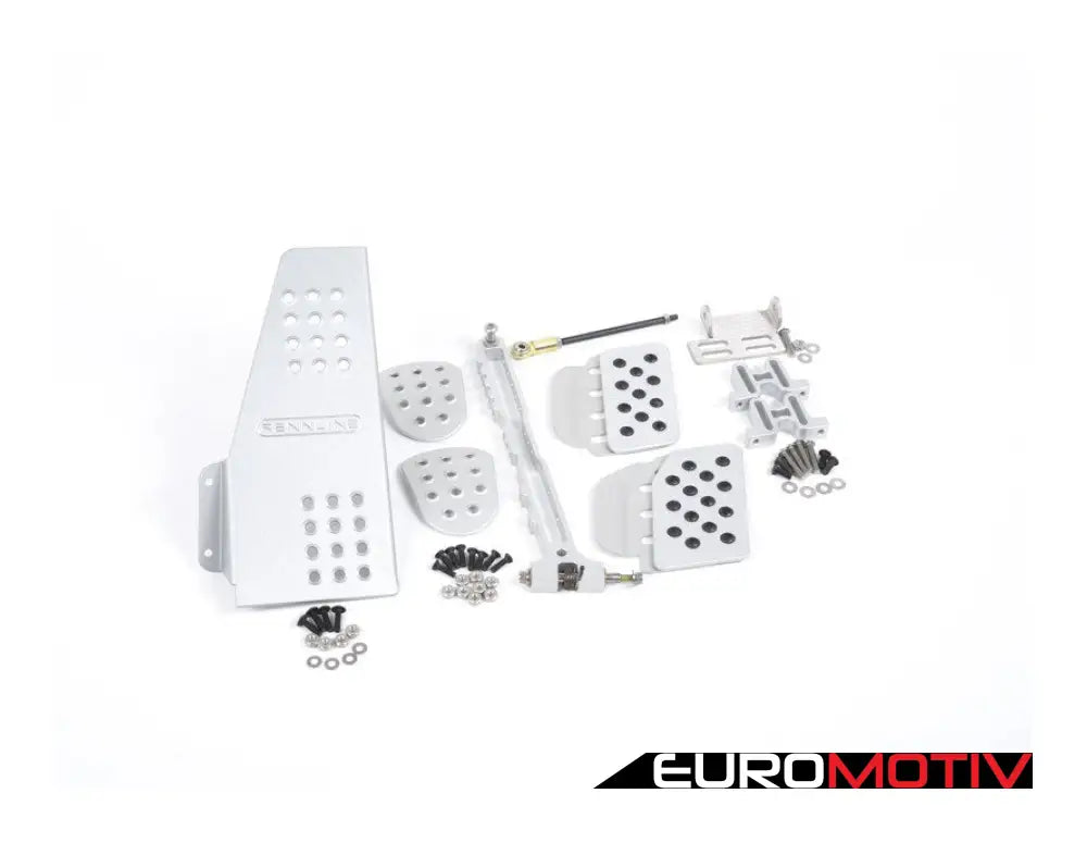 4 Piece Pedal Set - Perforated Silver Pedals / Extensions