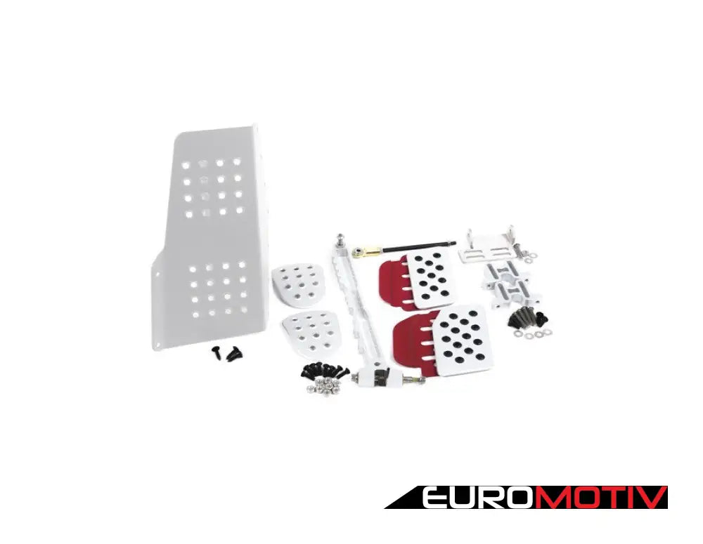 4 Piece Pedal Set - Perforated Silver Pedals / Red Extensions