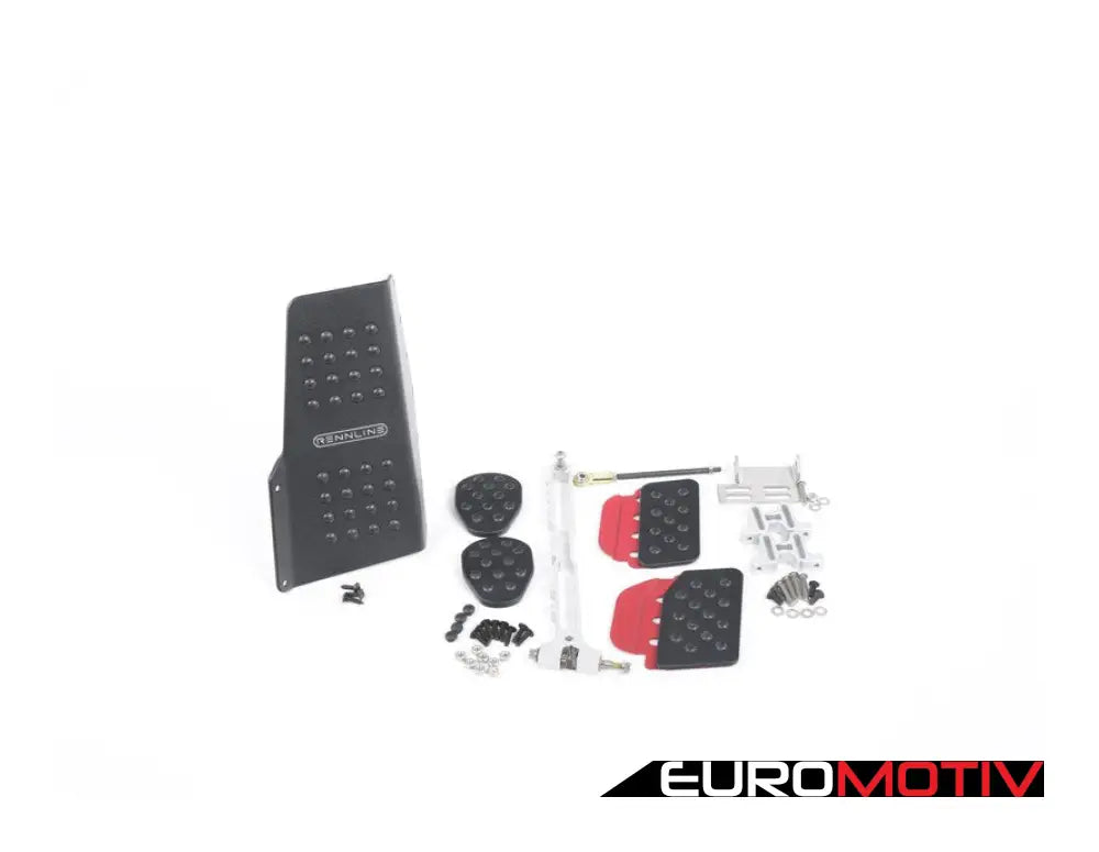 4 Piece Pedal Set - Rubber Grip Black Pedals / Red Extensions