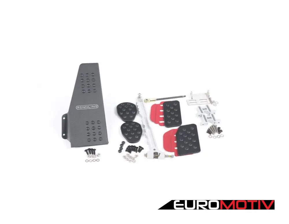 4 Piece Pedal Set - Rubber Grip Black Pedals / Red Extensions