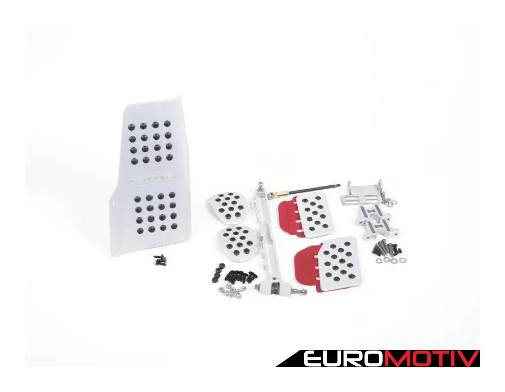 4 Piece Pedal Set - Rubber Grip Black Pedals / Red Extensions