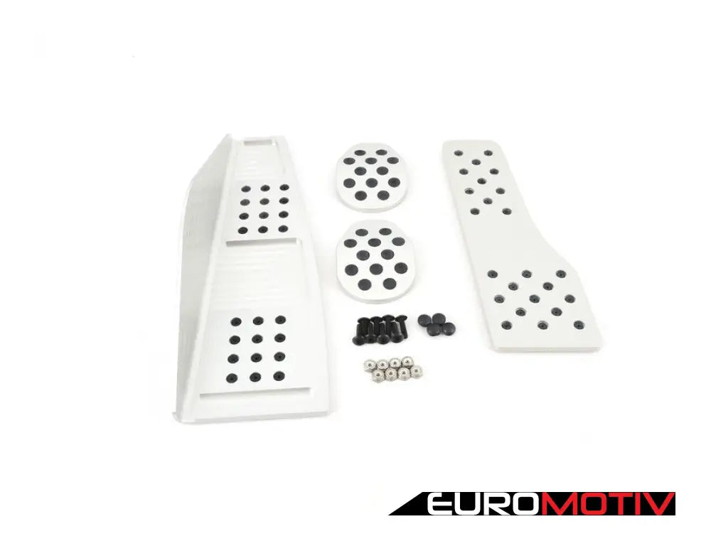 4 Piece Pedal Set - Rubber Grip Silver