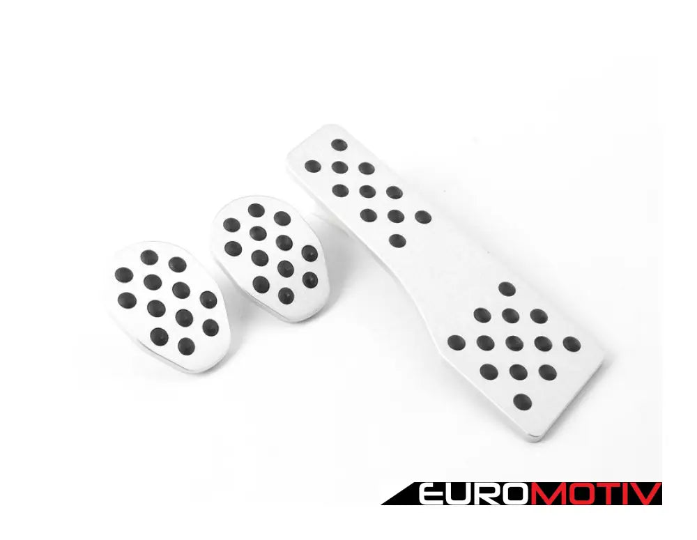 4 Piece Pedal Set - Rubber Grip Silver