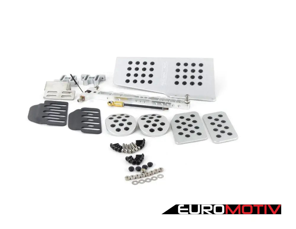 4 Piece Pedal Set - Rubber Grip Silver Pedals / Black Extensions