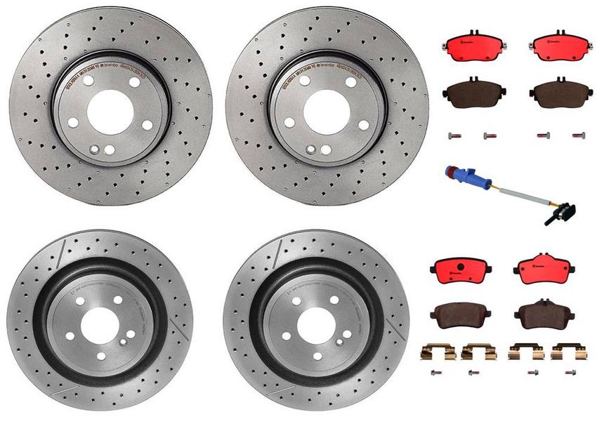 Mercedes Brakes Kit – Pads & Rotors Front and Rear (295mm/330mm) (Ceramic) 1724230112 – Brembo 4003989KIT