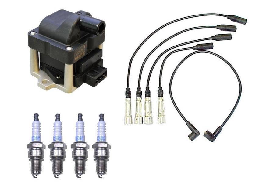 VW Ignition Coil and Spark Plugs Wire Kit (4 Pieces) 6N0905104 – Denso