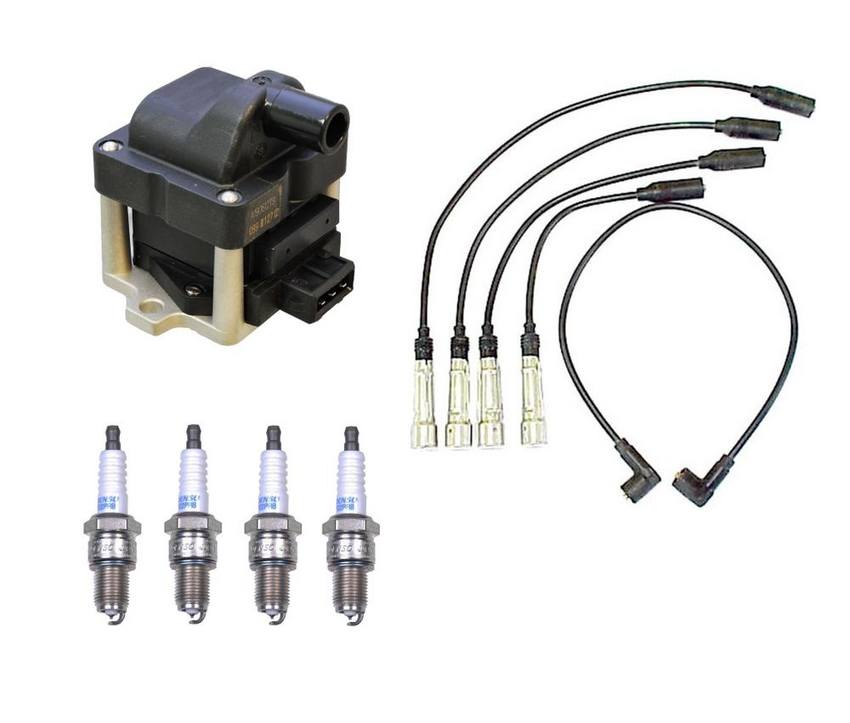 VW Ignition Coil and Spark Plugs Wire Kit (4 Pieces) 6N0905104 – Denso