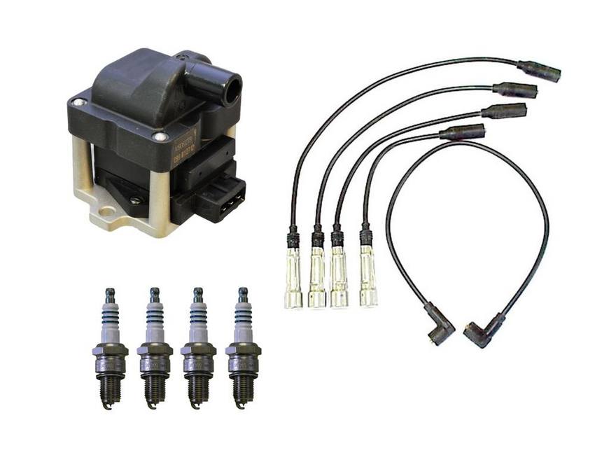 VW Ignition Coil and Spark Plugs Wire Kit (4 Pieces) 6N0905104 – Denso