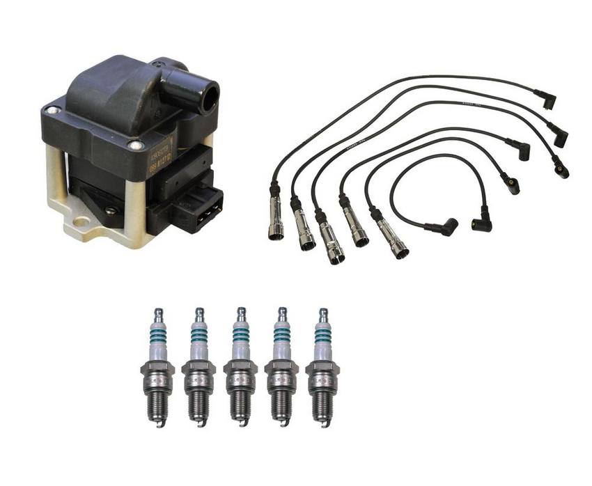 VW Ignition Coil and Spark Plugs Wire Kit (5 Pieces) 6N0905104 – Denso