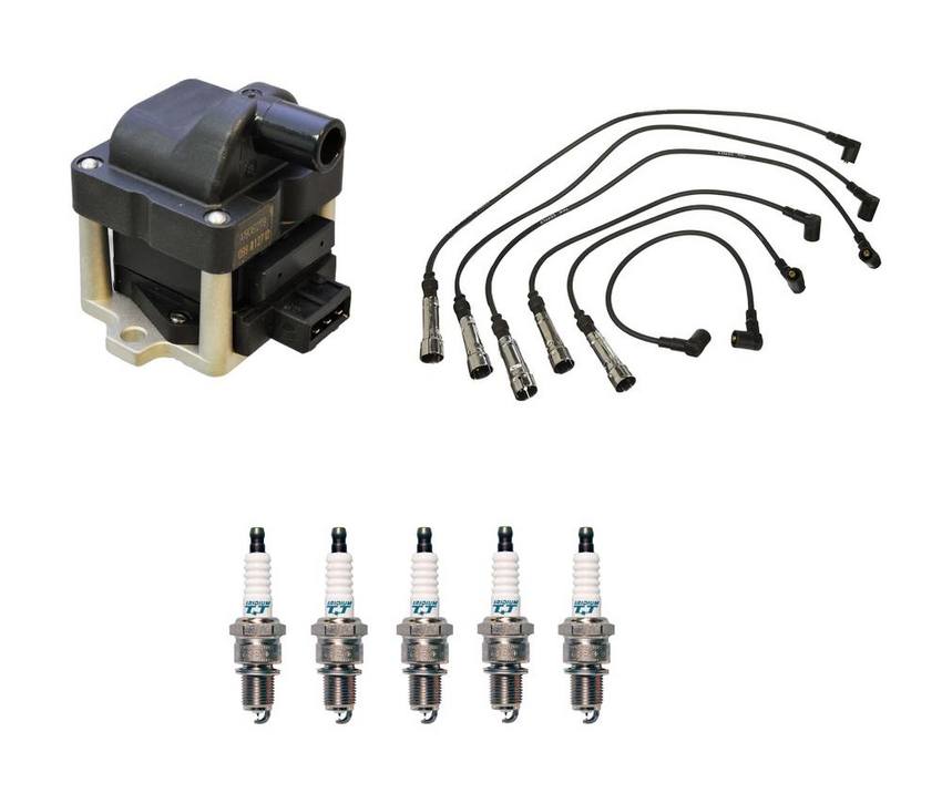 VW Ignition Coil and Spark Plugs Wire Kit (5 Pieces) 6N0905104 – Denso