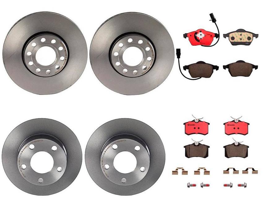 VW Brakes Kit – Pads & Rotors Front and Rear (288mm/245mm) (Ceramic) 8E0698451L – Brembo 4012854KIT