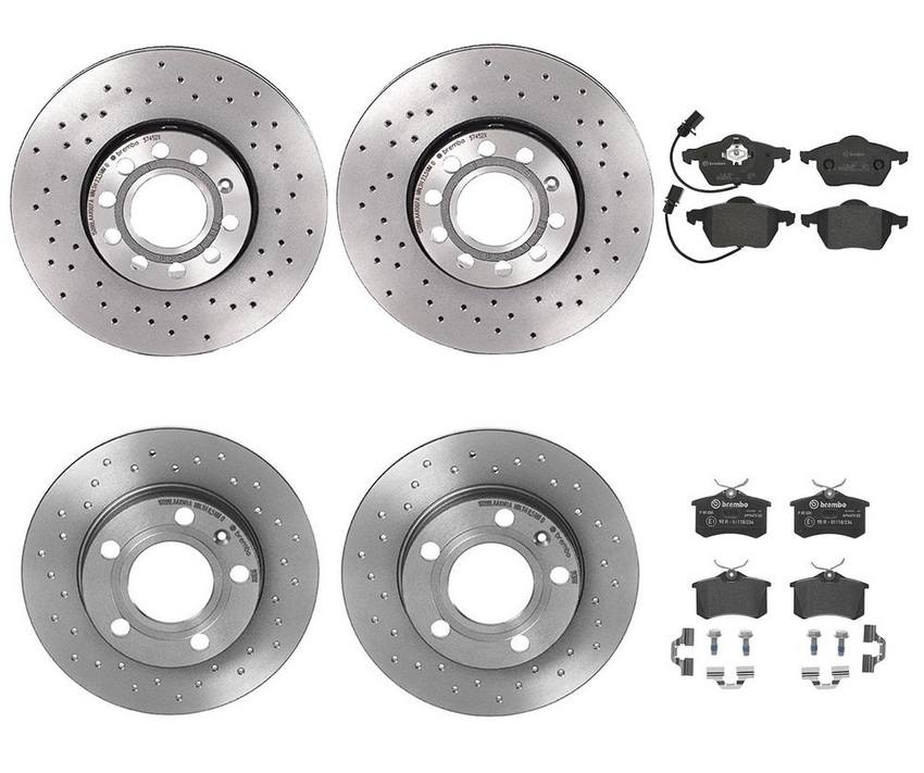 Brembo Brake Pads and Rotors Kit – Front and Rear (288mm/245mm) (Low-Met) (Xtra)