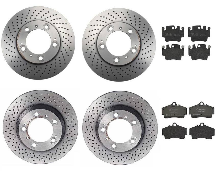 Brembo Brake Pads and Rotors Kit – Front and Rear (318mm/299mm) (Low-Met)