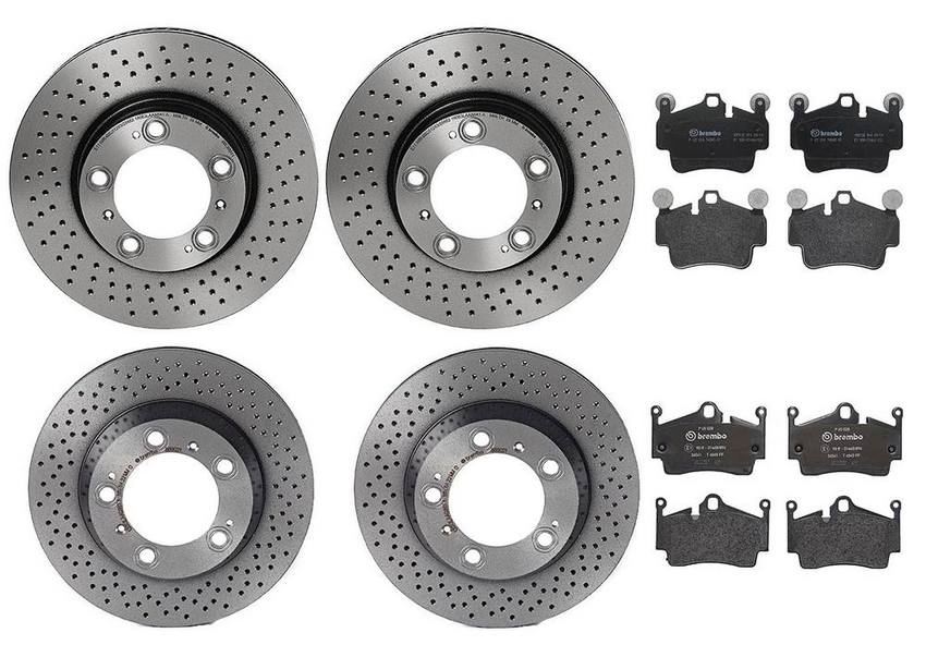 Porsche Brakes Kit – Pads & Rotors Front and Rear (318mm/299mm) (Low-Met) 99761275600 – Brembo 4014706KIT