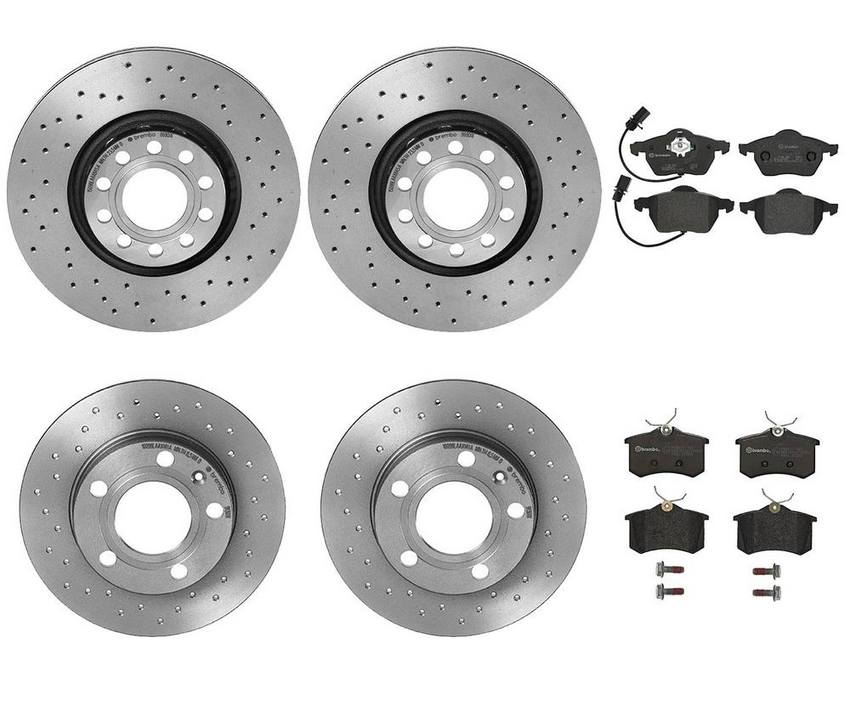 Audi Brake Kit – Pads and Rotors Front and Rear (312mm/245mm) (Low-Met) (Xtra) 8E0698451L – Brembo 4014883KIT