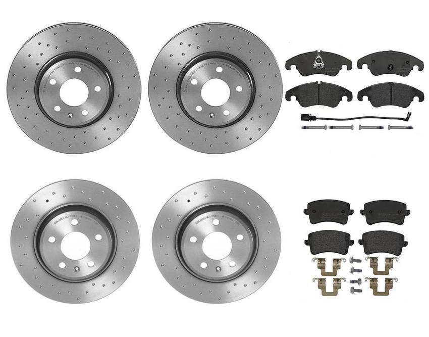 Brembo Brake Pads and Rotors Kit – Front and Rear (320mm/300mm) (Low-Met) (Xtra)