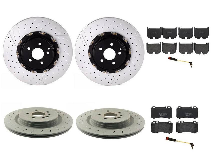 Brembo Brake Pads and Rotors Kit – Front and Rear (390mm/348mm) (Low-Met)