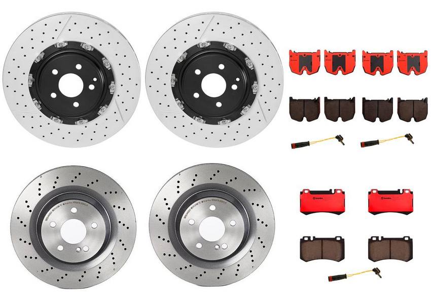 Mercedes Brakes Kit – Pads & Rotors Front and Rear (380mm/330mm) (Ceramic) 230423161264 – Brembo 4015149KIT