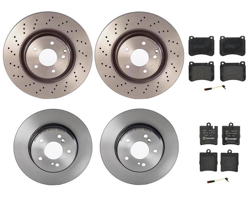 Mercedes Brakes Kit – Pads & Rotors Front and Rear (330mm/290mm) (Low-Met) 210423101264 – Brembo 4015170KIT