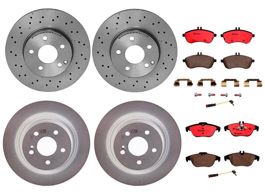 Mercedes Brakes Kit – Pads & Rotors Front and Rear (295mm/300mm) (Ceramic) 2115401717 – Brembo 4015203KIT