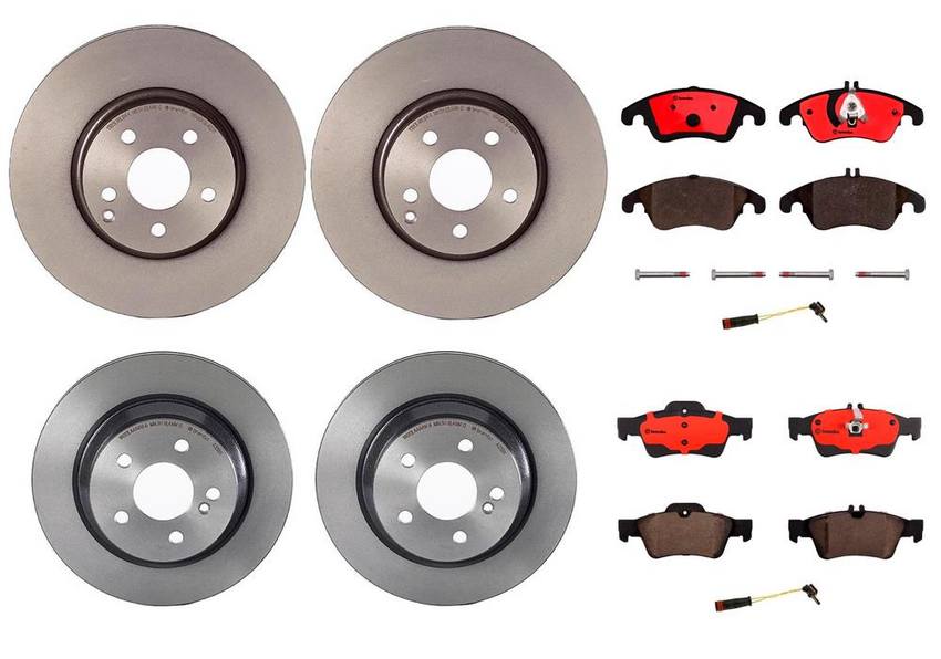 Mercedes Brakes Kit – Pads & Rotors Front and Rear (322mm/300mm) (Ceramic) 006420012064 – Brembo 4015206KIT