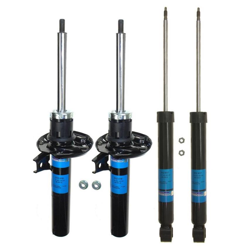 VW Suspension Strut and Shock Absorber Assembly Kit – Front and Rear (With Sport Suspension) 1T0413031GG – Sachs 4015439KIT