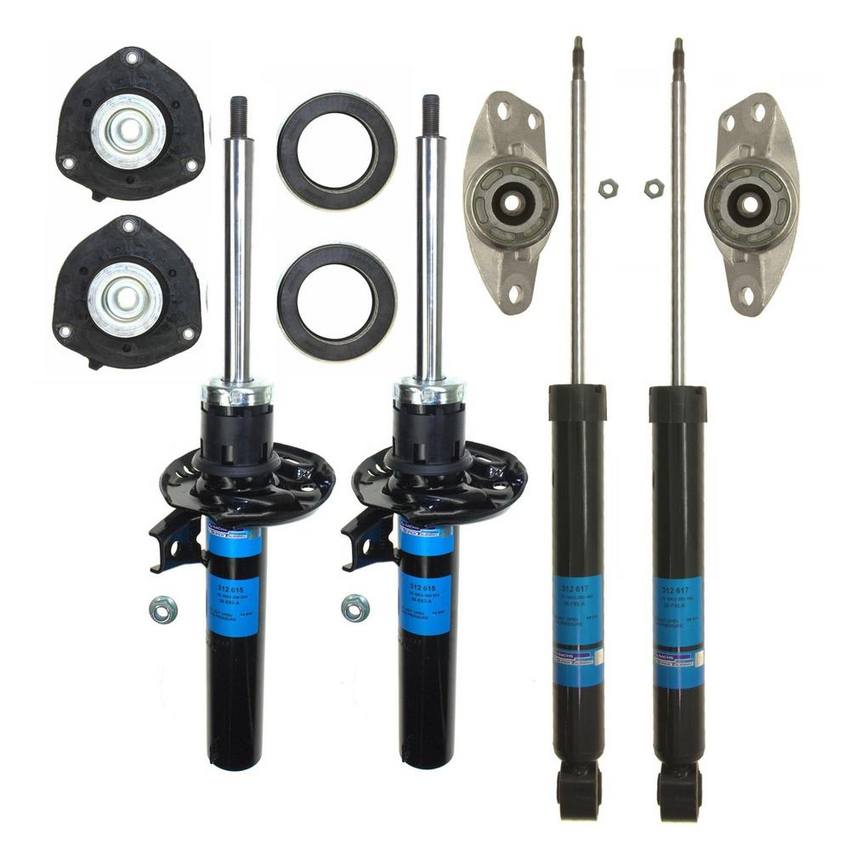 VW Suspension Strut and Shock Absorber Assembly Kit – Front and Rear (With Sport Suspension) 1T0413031GG – Sachs 4019450KIT