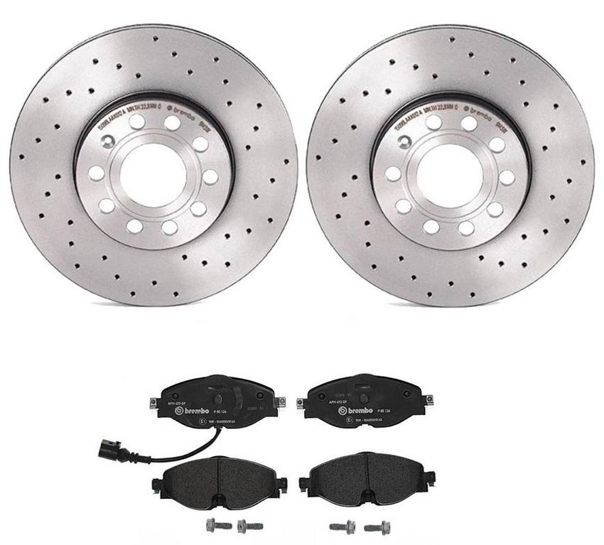 Audi VW Brakes Kit – Pads and Rotors Front (288mm) (Low-Met) (Xtra) 8V0698151G – Brembo 4026485KIT