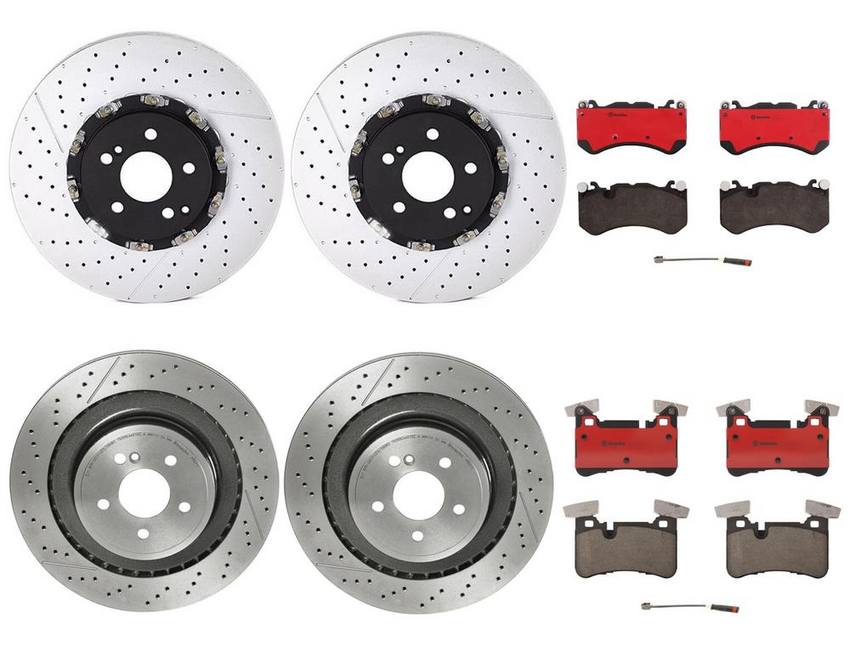 Mercedes Brakes Kit – Pads & Rotors Front and Rear (360mm/360mm) (Ceramic) 4G0698151AC – Brembo 4035990KIT