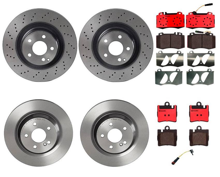 Mercedes Brakes Kit – Pads & Rotors Frond and Rear (345mm/315mm) (Ceramic) 220423031264 – Brembo 4038637KIT