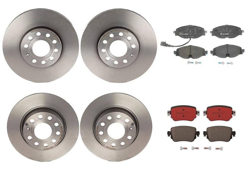 VW Brakes Kit – Pads & Rotors Front and Rear (288mm/272mm) (Ceramic) 8V0698151G – Brembo 4055562KIT