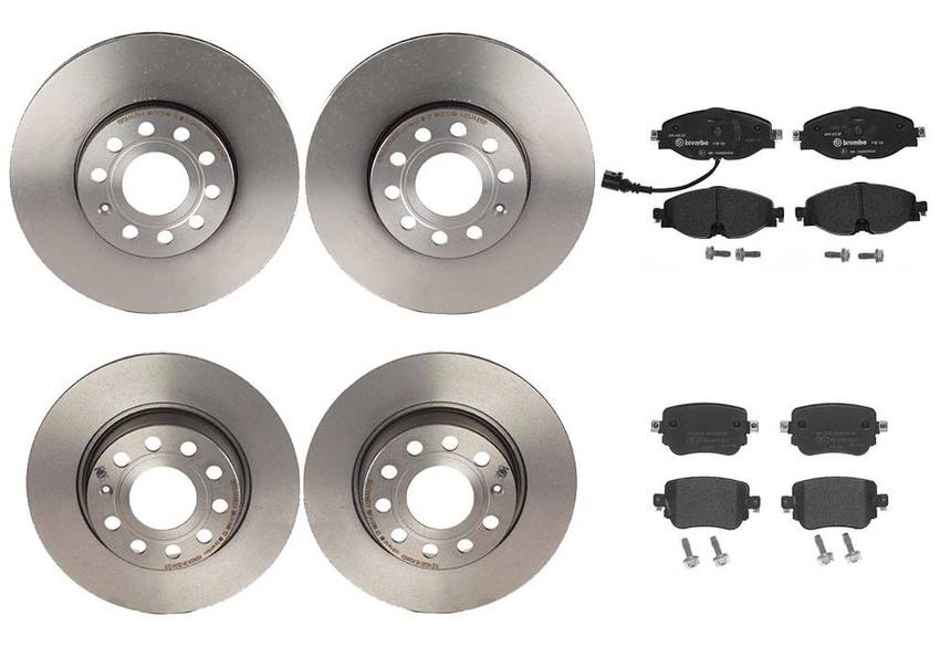 VW Brakes Kit – Pads & Rotors Front and Rear (288mm/272mm) (Low-Met) 8V0698151G – Brembo 4055564KIT