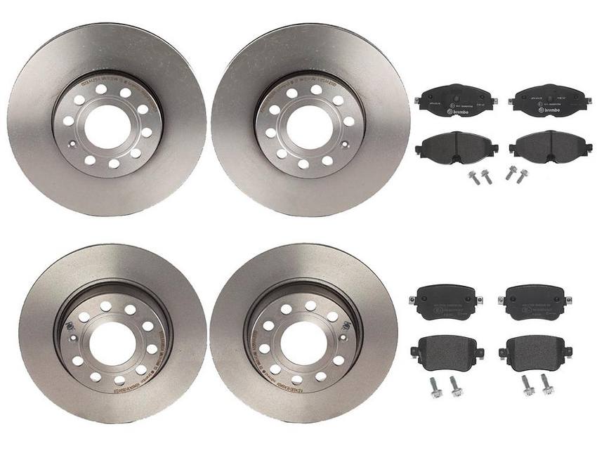 VW Brakes Kit – Pads & Rotors Front and Rear (288mm/272mm) (Low-Met) 7N0698451A – Brembo 4055570KIT