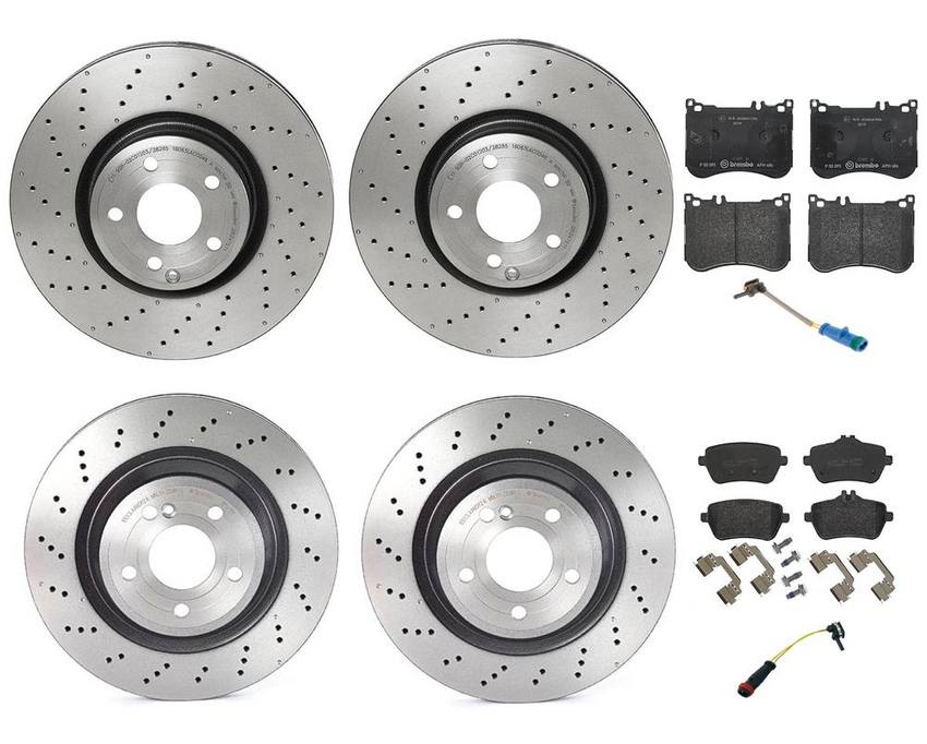 Mercedes Brakes Kit – Pads & Rotors Frond and Rear (342mm/320mm) (Low-Met) 231421101207 – Brembo 4055603KIT