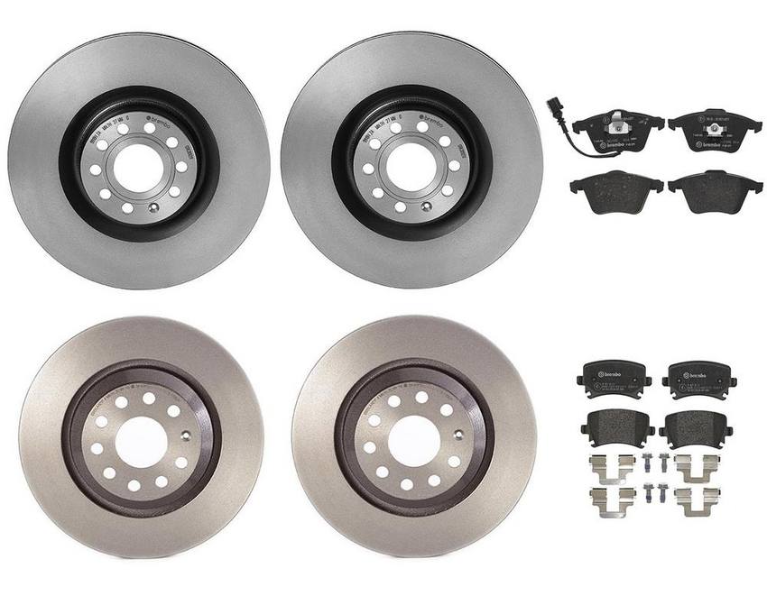 VW Brakes Kit – Pads & Rotors Front and Rear (345mm/310mm) (Low-Met) 8J0698151F – Brembo 4058697KIT