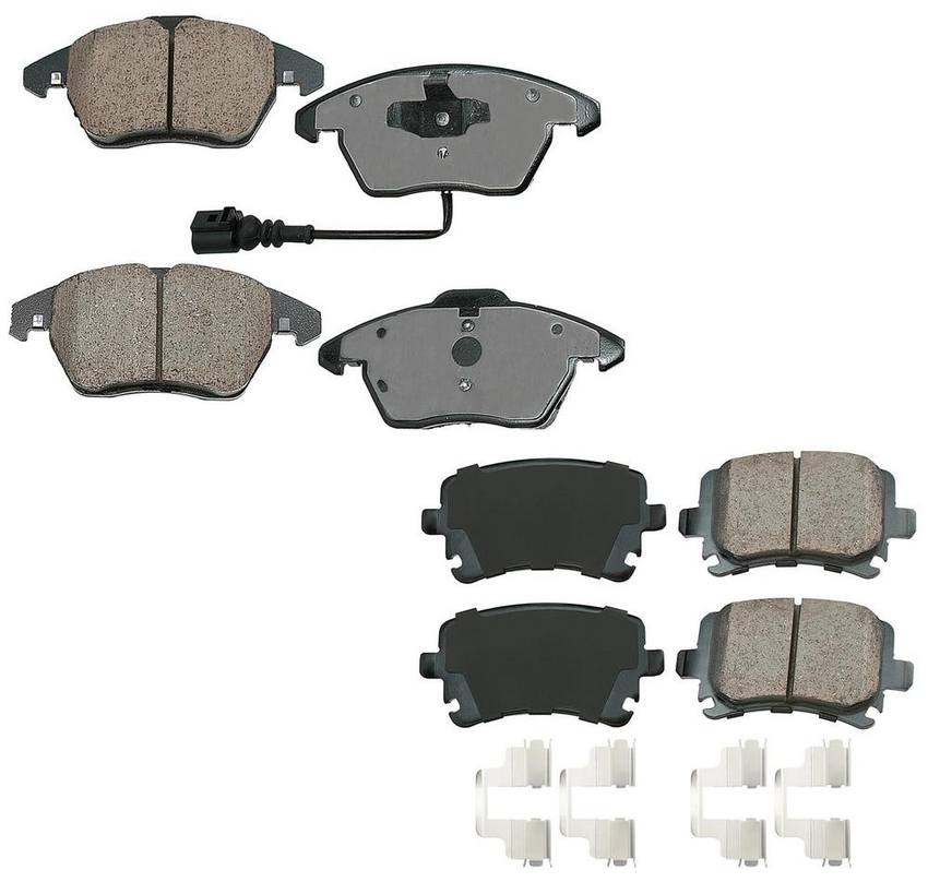 Audi VW Disc Brake Pad Set Kit – Front and Rear (Ceramic) (EURO) 8J0698151C – Akebono Euro Ultra-Premium 4096918KIT